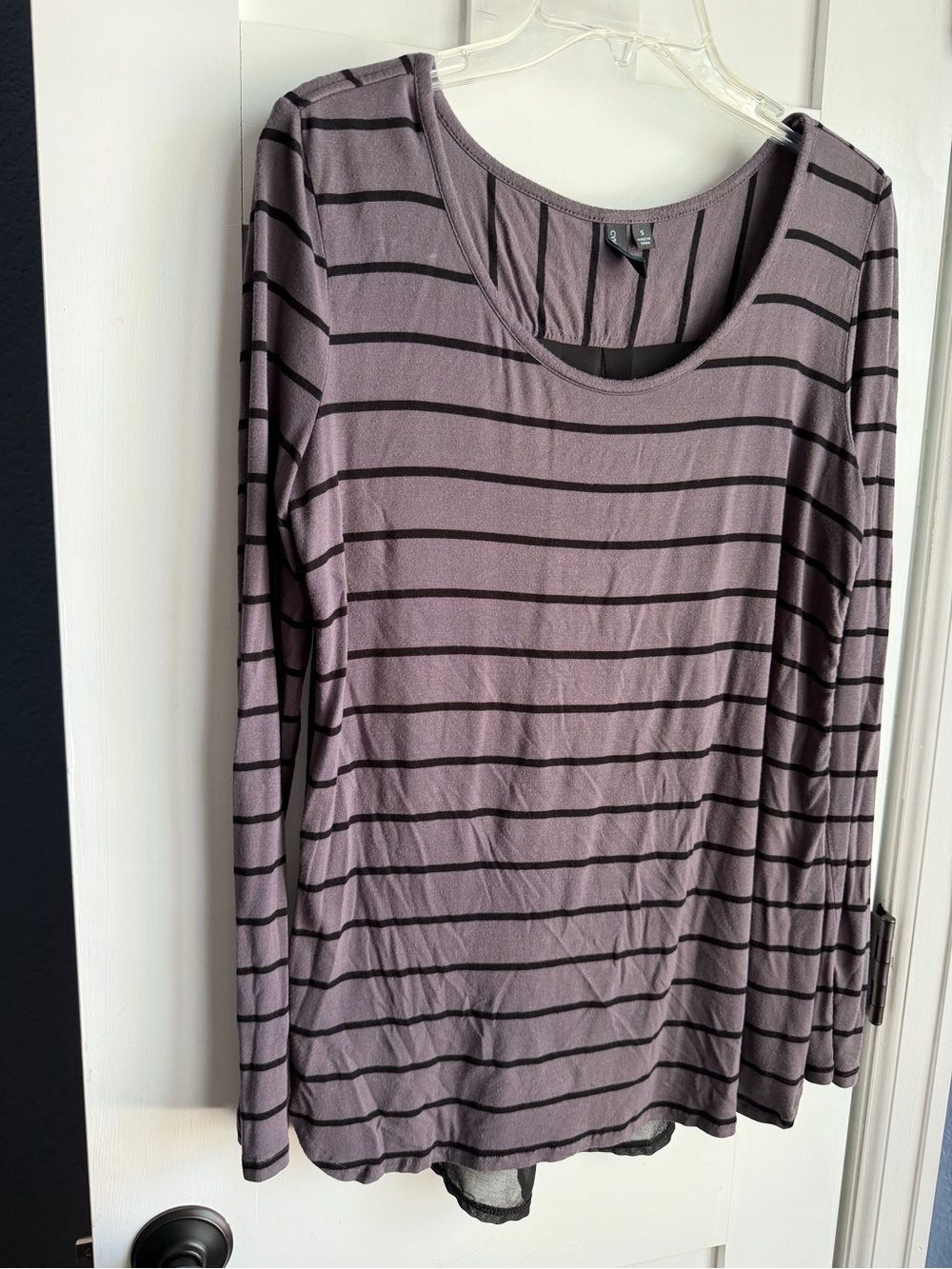 Cynthia Rowley Gray and Black Striped Scoop Neck Tunic